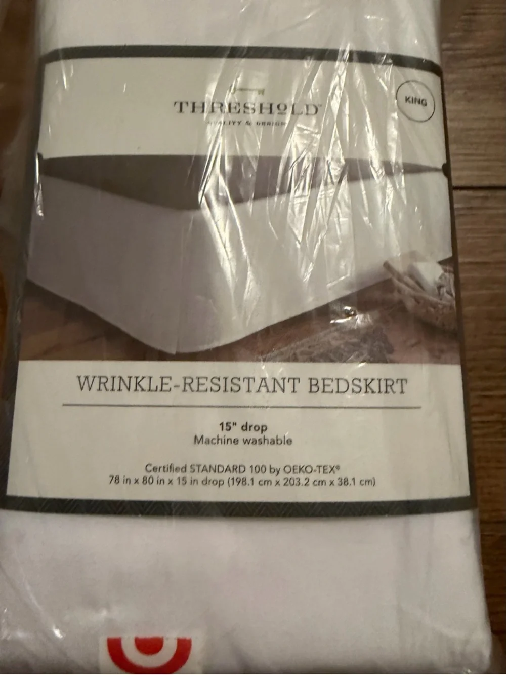Threshold Wrinkle-Resistant King Bedskirt - White 15‎ inch drop